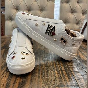 KARL LAGERFELD White Cate Pin Sneakers